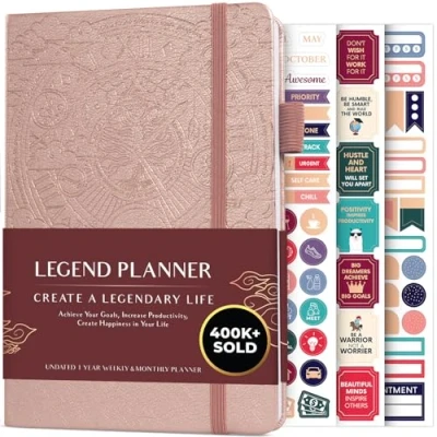 Image of Legend Planner Weekly &amp; Monthly Life to Hit Your Goals Live Happier. Organizer Notebook Productivity Journal. A5 (Rose Gold)