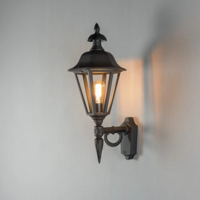 Image of Pallas Outdoor Classic Large Lantern Up Wall Light Matt Black, IP23