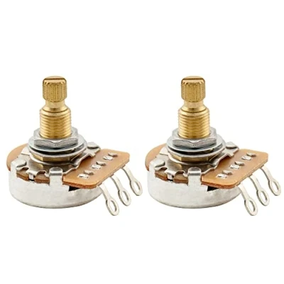 Image of Musiclily Pro HD B500K Full Brass Metric Coarse 18 Spline Split Shaft Pots Linear Taper Potentiometers for Electric Guitar Bass (Set of 2)
