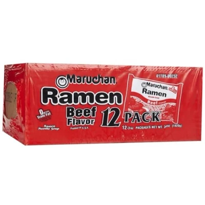 Image of Maruchan Ramen Noodle Soup Beef Flavor, 3 oz, 12 ct