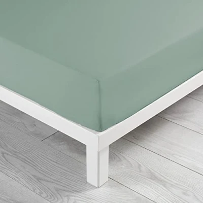Image of douceur d&#039;intérieur, Fitted Sheet (160 x 200 cm) Linen Sage 100% Cotton