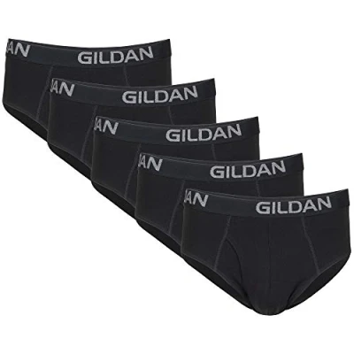 Image of Gildan Men&#039;s Cotton Stretch Brief, Black Soot, XXL (Pack of 5)