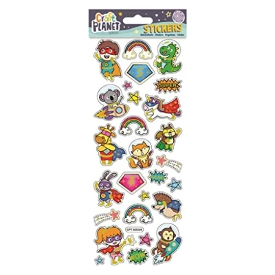Image of Craft Planet Fun Colourful Stickers Super Heros are The Ideal Embellishments Supplies for Scrapbooking and Making Books, Presents, Products Personalised