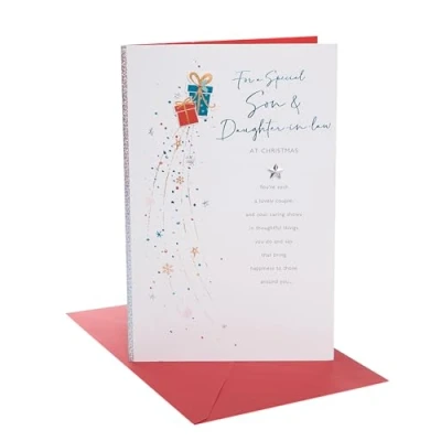 Image of UK Greetings Christmas Card for Son &amp; Daughter in Law Lovely Presents Design
