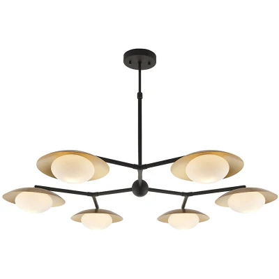 Image of Tivoli 6 Light Ceiling Semi Flush Gold &amp; Dark Bronze Finish With Opal Glass