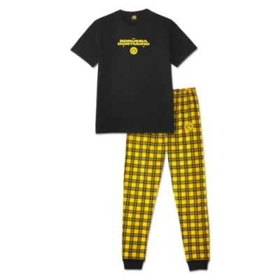 Image of Borussia Dortmund Unisex Adult BVB Pyjamas, Chequered, Black/Yellow, XXL
