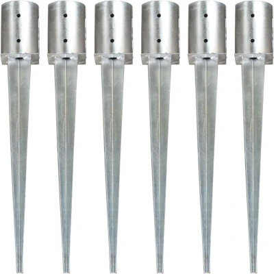 Image of vidaXL Ground Spikes 6 pcs Silver 10x76 cm Galvanised Steel