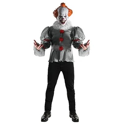 Image of Rubie&#039;s Official Pennywise IT (2017 Movie), Adult Deluxe Halloween Clown Costume Set, Mens Size X Large
