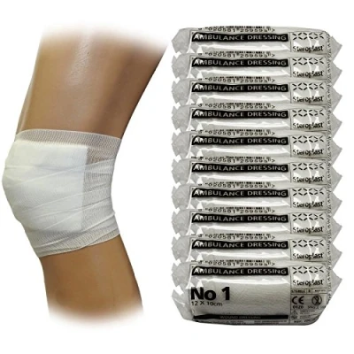 Image of Steroplast Emergency First Aid Medical Heavy Bleeding Ambulance Sterile Dressings Bandage, No1 (10cm x 12cm, 10 Pack)