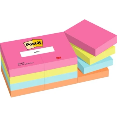 Image of Post it Notes Poptimistic Color Collection, Pack of 12 Pads, 100 Sheets per Pad,38 mm x 51 mm, Pink, Green, Blue, Orange Self stick For Note Taking, To Do Lists &amp; Reminders