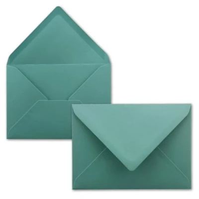 Image of 50 envelopes lagoon blue DIN C6 114 x 162 mm with wet glue without window for greeting cards &amp; invitations FarbenFroh series