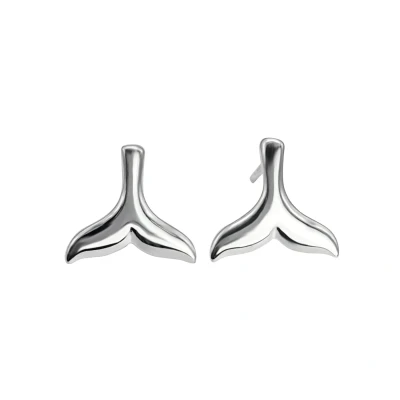 Image of 81stgeneration Women&#039;s 925 Sterling Silver Small Boho Ocean Whale Tail Stud Earrings
