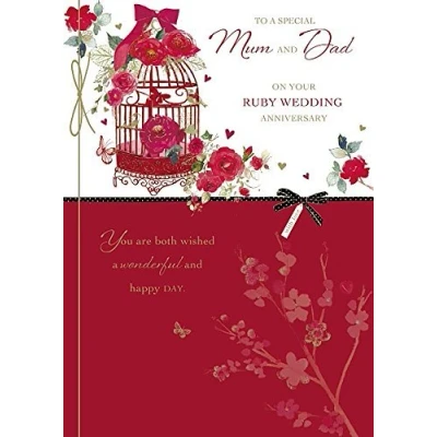 Image of Wishing Well Studios Greetings Card Mum and Dad Ruby Anniversary (40th)