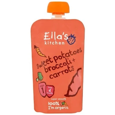 Image of Ella&#039;s Kitchen Stage 1 from 4 months Organic Sweet Potato, Broccoli and Carrots Baby Food 120 g Pack of 7