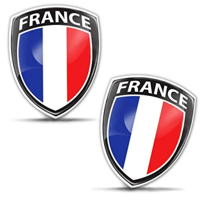Image of Biomar Labs® 2 x 3D Domed Silicone Badge Stickers Decal Emblem Car Motorcycle Helmet France French National Flag F 145