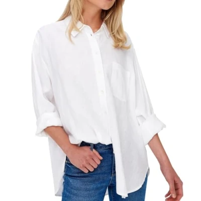 Image of ONLY Women&#039;s ONLTOKYO L/S Linen Blend Shirt PNT NOOS Blouse, Bright White, XS