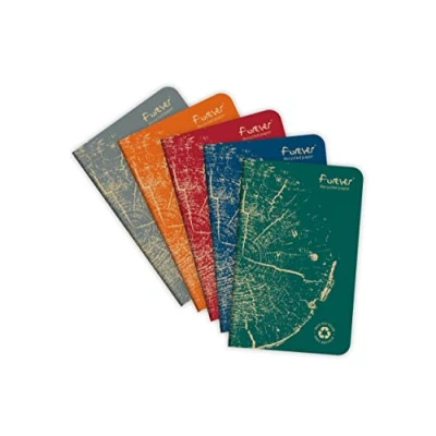 Image of Clairefontaine 68496C FOREVER premium quilted notebook 9x14cm 90g recycled 96p lined assorted colors PAQ of 5
