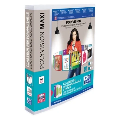Image of Elba Polyvision Maxi 100201773 Ring Binder A4 4 Rings Spine Width 4.5 cm for 300 DIN Pages Extra Wide Customisable Transparent