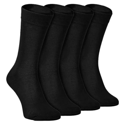 Image of SOCK SNOB 4 Pairs Bamboo Finely Knit Thin Super Soft Suit Socks for Men &amp; Women (6 11 UK, Black)