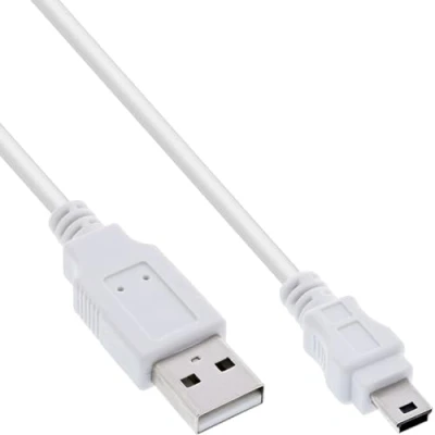 Image of InLine 0.5m USB Cable A Mini B White Cables (0.5m, A, B, 2.0, Male Connector/Male Connector, White)