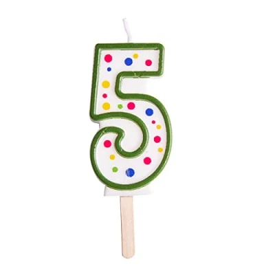 Image of PME Green Number 5 Candle, Large Size,6.3 cm