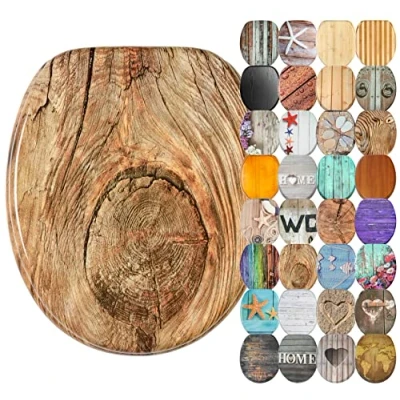 Image of Sanilo Soft Close Toilet Seat, Wide Choice of Wooden Seats, Stable Hinges, Easy to Mount (Rustic)