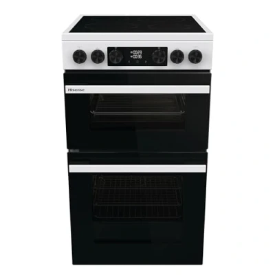 Image of Hisense HDCEC5C10W Freestanding Ceramic Electric Cooker with Double Oven 69/43 Litres White, A Rated