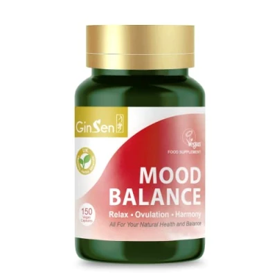 Image of GinSen Strong Mood 150 Capsules, Natural Balance, Ovulation Support &amp; Stress Management, Vegan Approved Supplement, Herbal Extract&amp;Vitamins Made in UK