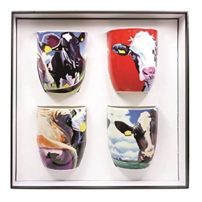 Image of Tipperary Crystal Eoin O&#039;Connor Mugs With Cow Design, Pack Of 4