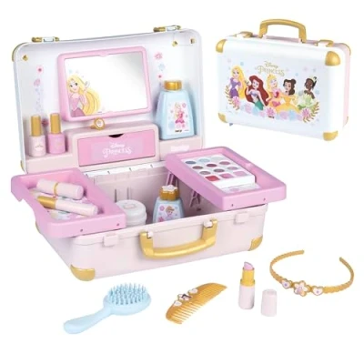 Image of Smoby Disney Princess Beauty Vanity for Kids Children&#039;s Case Style, Hair, Nails &amp; Makeup with Accessories