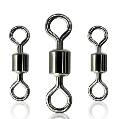 Image of CRAZY SHARK 50pcs Fishing Rolling Swivel, Barrel Connector, Sea Bearing Snap Tackle Accessories, Swivels for Freshwater