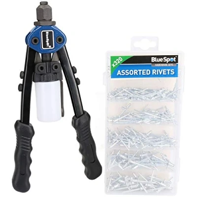 Image of Heavy Duty Hand Riveter Pop Pot Rivet Tool 2.4 4.8mm + 320 Aluminium Rivets