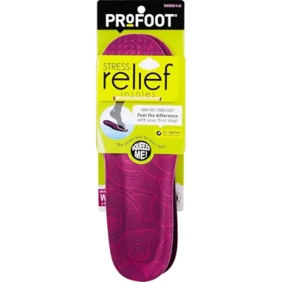 Image of PROFOOT Stress Relief Insoles For Women, Sizes 6 10, Lightweight Foam Shoe Inserts All Day Comfort, Helps Reduce And Relaxes Sore, Tired Feet Trimmable, 1 Pair