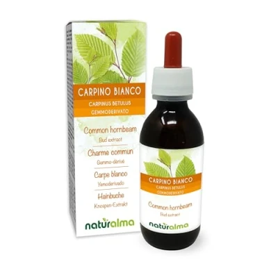 Image of Common Hornbeam (Carpinus betulus) Alcohol Free Bud Extract from Fresh Buds Naturalma Liquid Drops 120 ml Food Supplement Vegan