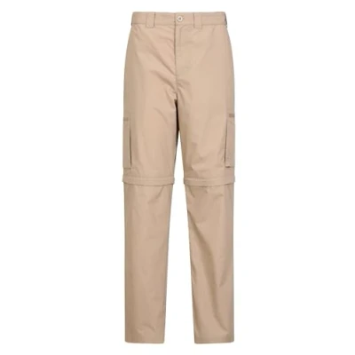 Image of Mountain Warehouse Trek Mens Convertible Trousers Knee Zip Hiking Pants, Lightweight Trousers, Adjustable Good Fit Casual Bottoms for Travelling Dark Beige Men&#039;s W34