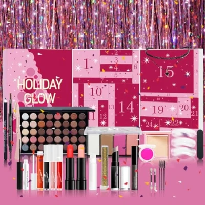 Image of Gelb&amp;Schwarz 24 Pcs Portable Foldable Makeup Kit Surprising Set Gifts for Women, Girls &amp; Teenagers Christmas Beauty Advent Calendar 2024