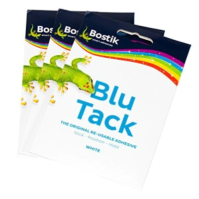 Image of [Pack of 3] Bostik Blu Tack 48g Packs Reusable Adhesive Sticky Putty (White)