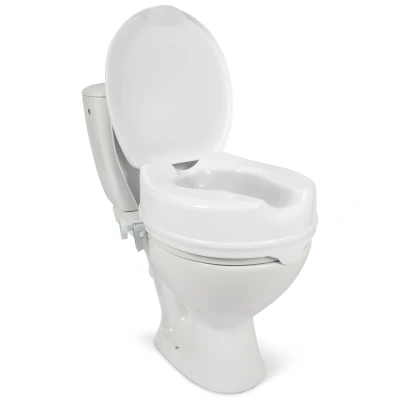 Image of Dunimed Raised Toilet Seat with Lid 4 inches Attachable Raiser Elevated Attachment for Seniors Support Elderly, Adults and Disabled Users