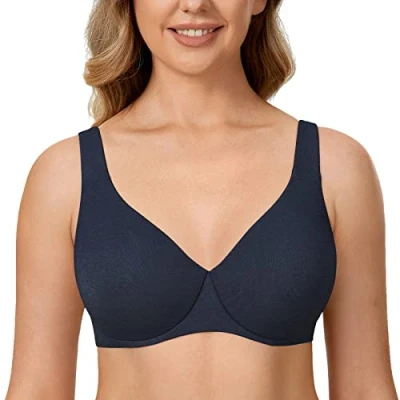 Image of Delimira Women&#039;s Minimiser Bra Plus Size Non Padded Underwired Seamless Comfort Bras Sapphire Heather 36C