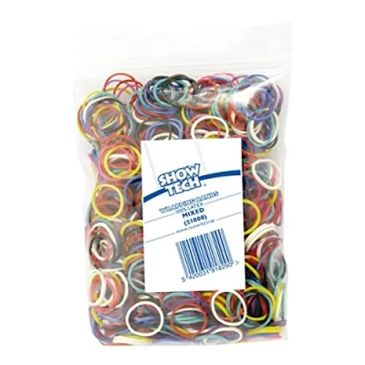 Image of Show Tech Wrap Bands, Your Dog Grooming Expert, Designed for Holding Wraps, Non Toxic, Natural Latex, Mixed Colours 1000 pcs