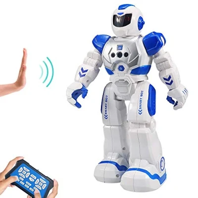 Image of HUSAN Kids Remote Control Robot, Intelligent Dancing Robot With Infrared Controller Toys,Programmable,Singing, Moonwalking and LED Eyes,Gesture Sensing Kit For Childrens Entertainment (Blue)