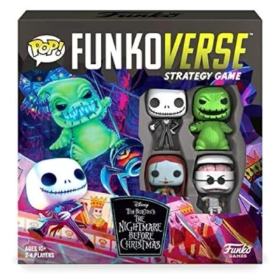 Image of FUNKO GAMES Funkoverse 100 Disney The Nightmare Before Christmas Jack Skellington, Sally, Oogie Boogie And Dr. Finkelstein 3&#039;&#039; (7.6 Cm) POP! Strategy Board Game For Children &amp; Adults (Ages 10+)