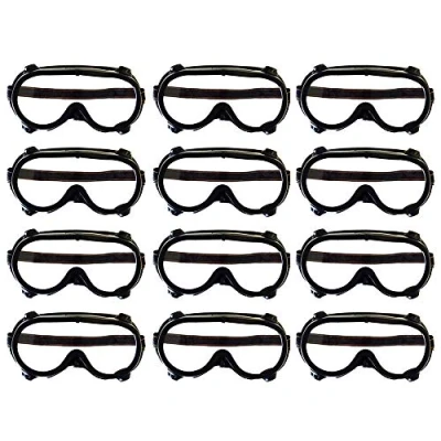Image of ADULTS BLACK GOGGLES BUDGET ANTI MIST WITH ELASTICATED STRAP AND SOFT COMFORT NOSE BRIDGE FOR MEN WOMEN (PACK OF 12)