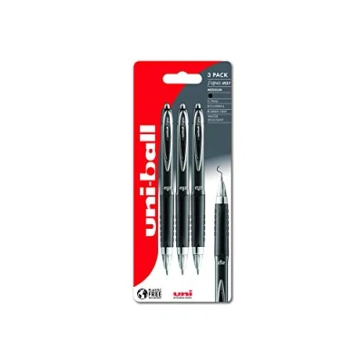 Image of Uni ball UMN 207 SigNo Rollerball Gel Pens. Premium Retractable Medium 0.7mm Ballpoint Tip for Super Smooth Writing, Drawing, Art, and Colouring. Fade &amp; Water Resistant Ink. 3 Pack Black