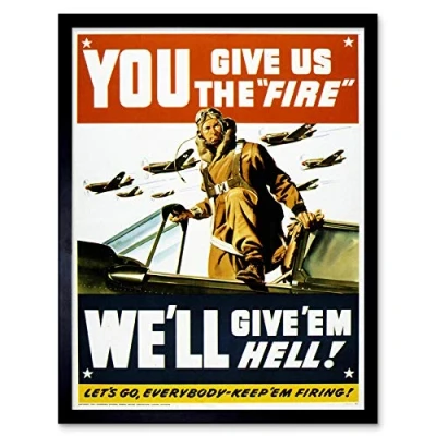Image of Wee Blue Coo War Wwii USA Pilot Fighter Jet Art Print Framed Poster Wall Decor 12X16 Inch