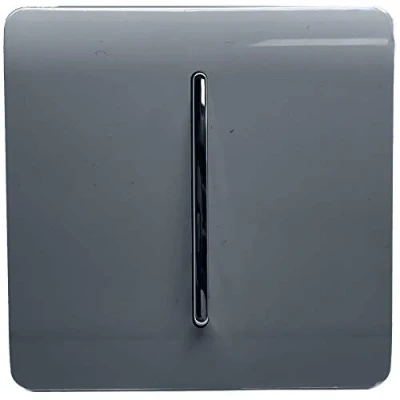 Image of Trendi 1 Gang 2 Way 10 Amp Rocker Chrome Light Switch Glossy Warm Grey