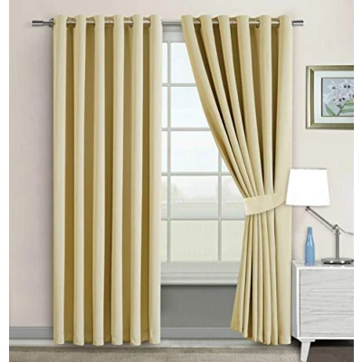 Image of Blackout Thermal Curtains Eyelet Top Ring Luxury Curtain Pairs (Latte, 66&quot; x 54&quot;)