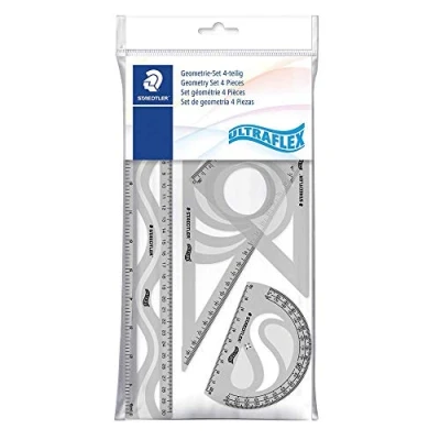 Image of STAEDTLER 569PB4UF S 4 Piece Maths Geometry Set Ruler, Protractor, Squares