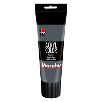 Image of Marabu na 12010025079 Acrylic Colour Dark Grey 225 ml Creamy Paint Water based Quick Drying Lightfast Waterproof for Application with Brush and Sponge on Canvas Paper Wood