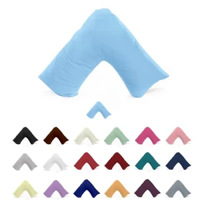 Image of EGYPTO Orthopaedic V Shaped Pillow Nursing Pregnancy Back Support Cases (Sky Blue)